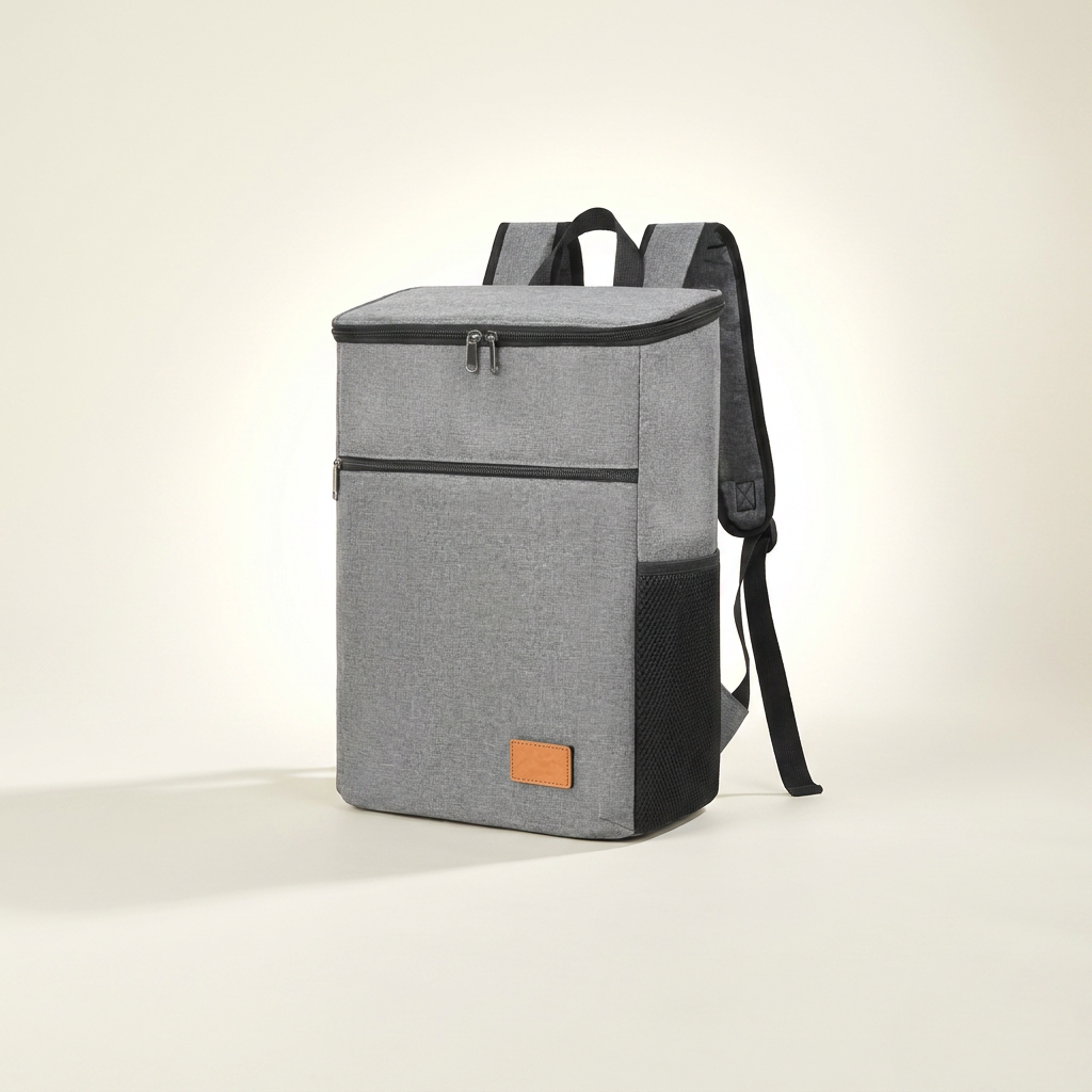 Sac a dos isotherme leger - gris diff angle - photo studio