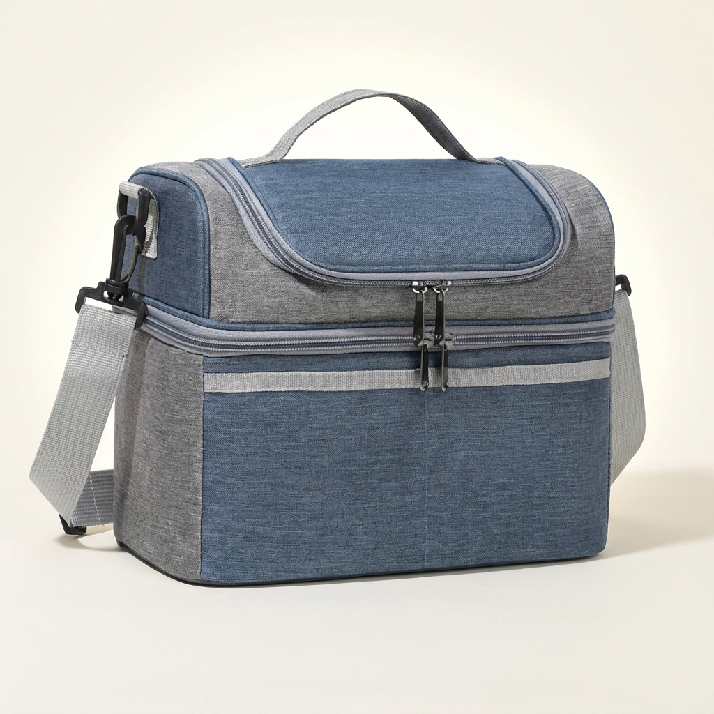 Sac isotherme repas double bloc 10L - bleue sobre - photo studio